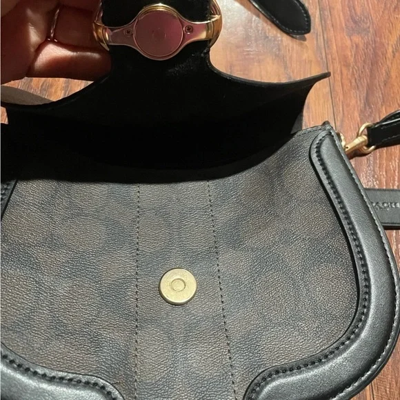 Coach Georgie Saddle bag—a small purse. Black and brown, classic C coach… - Picture 4 of 13